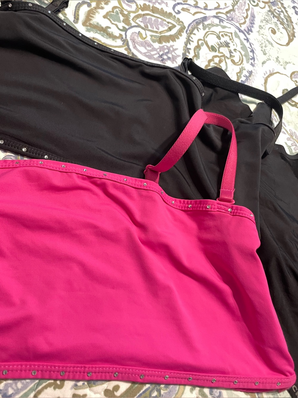 Lucky brand Steve Madden xl Bralette soft stretchy black Fuschia Lot Rhinestones